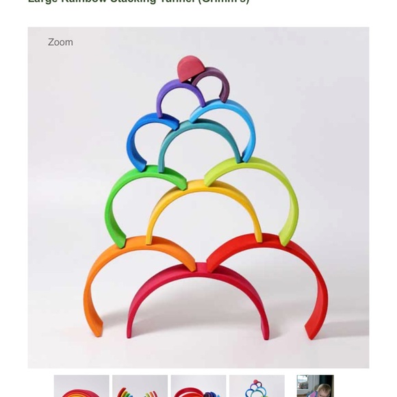 Grimm’s Colorful Wooden Rainbow Stacker Toy - Picture 9 of 16